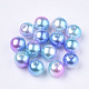 Regenbogen ABS Kunststoff Nachahmung Perlen OACR-Q174-10mm-02-1