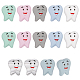 CHGCRAFT 14Pcs 7Colors Tooth Shape Silicone Beads Tooth Spacer Beads for DIY Necklaces Bracelet Keychain Making Handmade Crafts SIL-FH0001-06-1