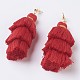 Gold Thread Nylon Tassel Dangle Stud Earrings EJEW-JE02702-02-2