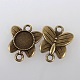 Tibetan Style Alloy Butterfly Connector Cabochon Bezel Settings X-TIBE-M016-02AB-NF-2