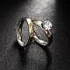 Titanio de acero de 316l de moda par de anillos de circonia cúbica RJEW-BB06903-7-1-3