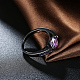 トレンディなガンメタ色メッキ真鍮キュービックジルコニア指輪  フラットラウンド  パープル  usサイズ8（18.1mm） RJEW-BB17148-8-6