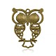 Nickel Free Antique Bronze Plated Alloy Rhinestone Owl Big Pendants ALRI-J005A-01AB-NF-2