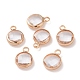 Golden Tone Brass Glass Flat Round Charms GLAA-M003-A-21G-1