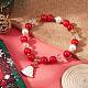 Bracelet extensible à perles rondes en jade mashan et cristal de quartz teint naturel avec breloques d'arbre de Noël en alliage d'émail BJEW-TA00266-2