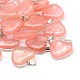 Ciondoli di vetro di quarzo ciliegio cuore G-Q438-09-1