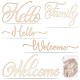 Creatcabin 5 ensemble de 5 styles de panneaux en bois découpés Bonjour famille Bienvenue en bois avec lettres en forme de bloc de bricolage AJEW-CN0001-50-1
