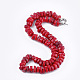Synthetic Coral Beaded Necklaces NJEW-S414-40-1
