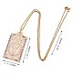 Orchid Cubic Zirconia Cross and Word Saint Tag Pendant Necklace JN1019A-2