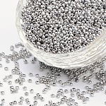 11/0 Grade A Electroplated Glass Seed Beads, Metallic Colours, Light Grey, 2x1.5mm, Hole: 0.3mm, about 3000pcs/50g