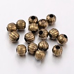 Perles ondulées en fer, sans nickel, bronze antique, ronde, 6 mm de diamètre, Trou: 2 mm, environ 3220 pcs/1000 g