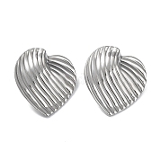 304 Stainless Steel Heart Ear Studs for Women EJEW-P234-18P