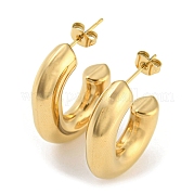 Ion Plating(IP) 304 Stainless Steel Oval Stud Earrings EJEW-E288-07G