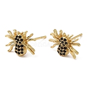 Серьги-гвоздики из латуни с фианитами EJEW-D061-18G