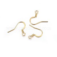 316L Titanium Steel Earring Hooks, Ear Wire, with Horizontal Loop,  Stainless Steel Color, 16x27x0.8mm, Hole: 2mm, Pin: 0.8mm