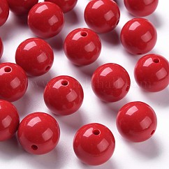 Abalorios acrílicos opacos, redondo, ladrillo refractario, 20x19mm, agujero: 3 mm, aproximamente 111 unidades / 500 g