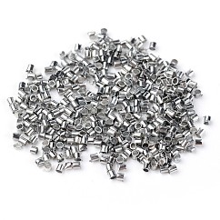 1700 1.5 pcs tubo mm bronce engarzado cuentas finales, Sin cadmio y níque y plomo, de color platino, agujero: 1 mm, 1700 unidades / 10 g