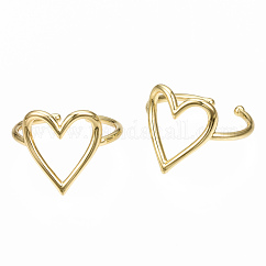 Anelli gemelli in ottone, anelli a cuore aperto, nichel libero, vero placcato oro 16k, misura degli stati uniti 8 1/4 (18.3mm)