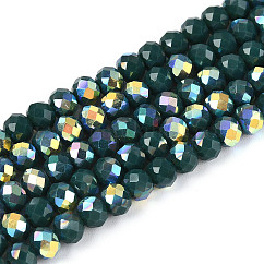Brins de perles rondelles en verre opaque plaqué couleur AB, facette, gris ardoise foncé, 4.5x3.5mm, Trou: 0.7~1mm, Environ 108~116 pcs/chapelet, 14.76~16.73'' (37.5~42.5 cm)