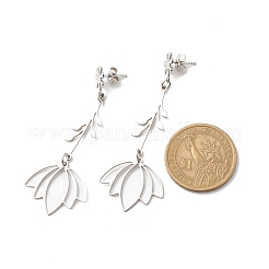Boucles d'oreilles longues pendantes en forme de fleur en acier inoxydable 304 anti-ternissement pour femmes&nbsp;EJEW-JE05006