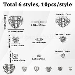 60pcs 6 Arten tibetanische Legierungsperlen&nbsp;TIBE-SC0002-44