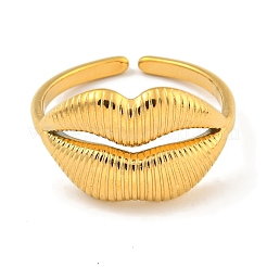 Bague ouverte à lèvres en acier inoxydable 304 avec placage ionique (IP) pour femme&nbsp;X-RJEW-A043-20G