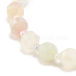 Bracciale elasticizzato in agata naturale con perline tonde e semi di vetro&nbsp;BJEW-JB08195-01
