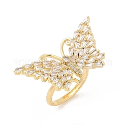 Schmetterling Messing Micro Pave bunte Zirkonia Fingerringe für Frauen&nbsp;RJEW-G343-30G-02