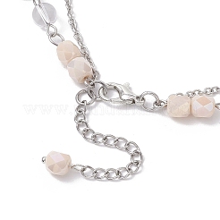 Halsketten mit natürlichen Amethystsplittern und Glas sowie handgefertigter Gliederkette aus Edelstahl 304 mit zwei Lagen für Damen&nbsp;NJEW-JN05363-01