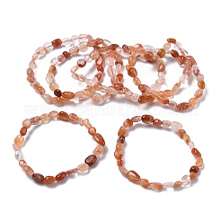 Pulseras elásticas de cuentas de cuarzo rojo natural para mujer&nbsp;BJEW-Z158-02B-02