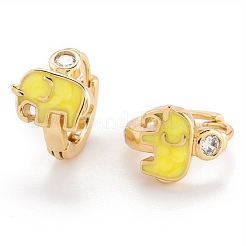 Boucles d'oreilles huggie huggie en laiton micro pave clair&nbsp;EJEW-P187-D