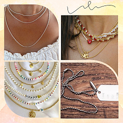 30 collier à chaîne à billes en fer de 2 couleurs&nbsp;MAK-SP0001-06A