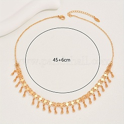 Collar de cadena de eslabones de trébol de metal y latón vintage de moda con borlas en forma de lágrima para mujer&nbsp;FJ5274