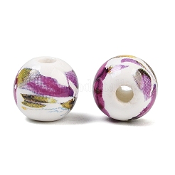 Perles de porcelaine à motifs floraux&nbsp;PORC-Q199-10mm-09
