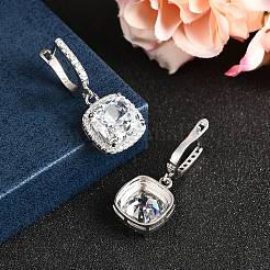 925 boucles d'oreilles créoles en argent sterling avec micro pavé de zircones cubiques&nbsp;EJEW-F371-01A-01