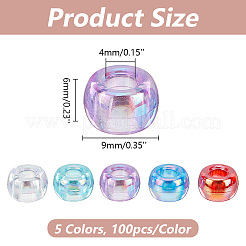 500pcs 5 Farben transparente europäische Acrylperlen&nbsp;TACR-AR0001-21