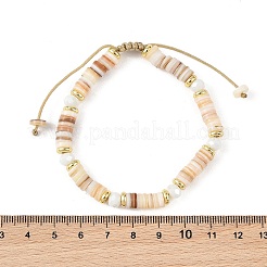Braccialetti regolabili intrecciati in conchiglie naturali e perline di vetro&nbsp;BJEW-JB14010-02