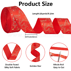 10 Yards Polyesterband mit Goldprägung und Sternaufdruck&nbsp;OCOR-WH20012-23A