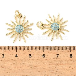 Pendentifs en laiton micro pavé de zircons cubiques bleu ciel&nbsp;CU-CBA6938-04G-05