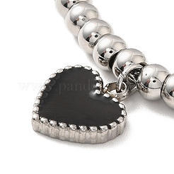 304 Edelstahl-Herz-Charm-Armband mit Emaille&nbsp;BJEW-B057-08P