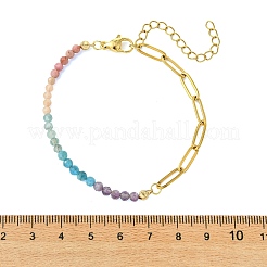 Bracciali a maglie con perline rotonde di pietre preziose miste naturali&nbsp;BJEW-JB13899