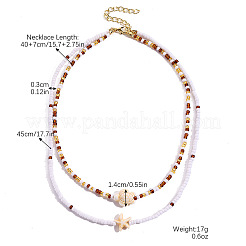 Sommerstrand Naturmuschel Anhänger Glasperlen Halsketten für Frauen&nbsp;FS-WGEF253-04