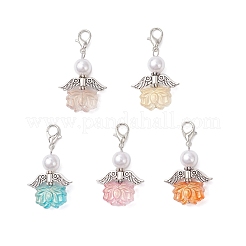 Pendentifs décoratifs en acrylique transparent en forme d'ange lotus&nbsp;HJEW-JM04177