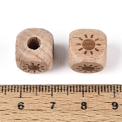 Lasergegravierte europäische Perlen aus Buchenholz&nbsp;WOOD-T033-08A