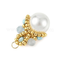 Pendentifs ronds en perles de verre nacrées avec peinture cuite&nbsp;PALLOY-MZ01401