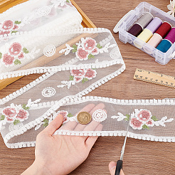 15 Yards Polyester-Stickerei-Blumennetzband&nbsp;SRIB-GA0001-11A