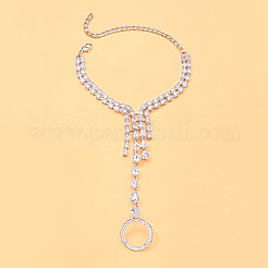 Bracelet de main en laiton pavé de zirconiums cubiques en forme de larme pour femme&nbsp;WGDC1F4-01