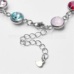 Bracciali in acciaio inossidabile 304 con maglie in vetro&nbsp;BJEW-JB02795