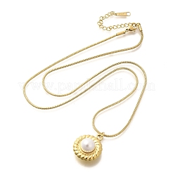 Collier pendentif en nacre avec placage ionique (IP) et chaînes en acier inoxydable 304&nbsp;NJEW-K255-19G