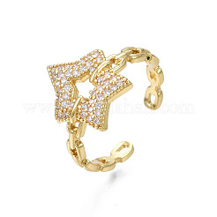 Bague de manchette ouverte pentagramme zircone cubique&nbsp;RJEW-N035-109